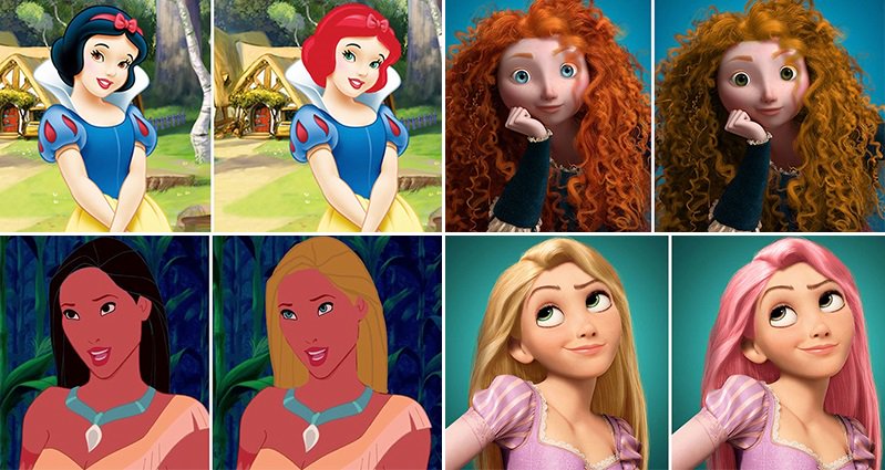 Disney Princesses Get An Interesting Hair And Eye Color Makeover