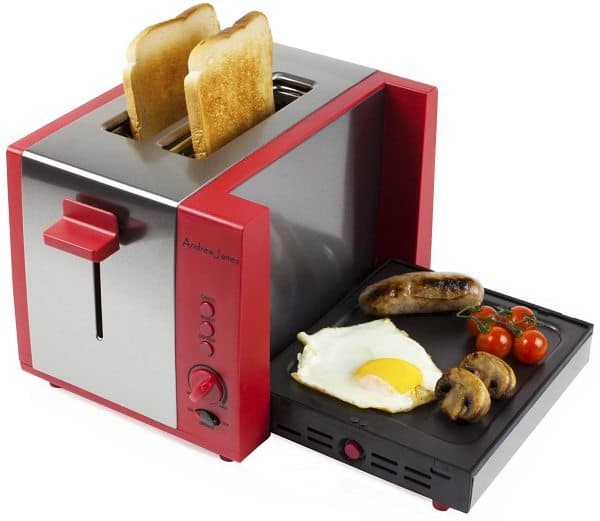 Toaster with Fold Down Cooking Grill