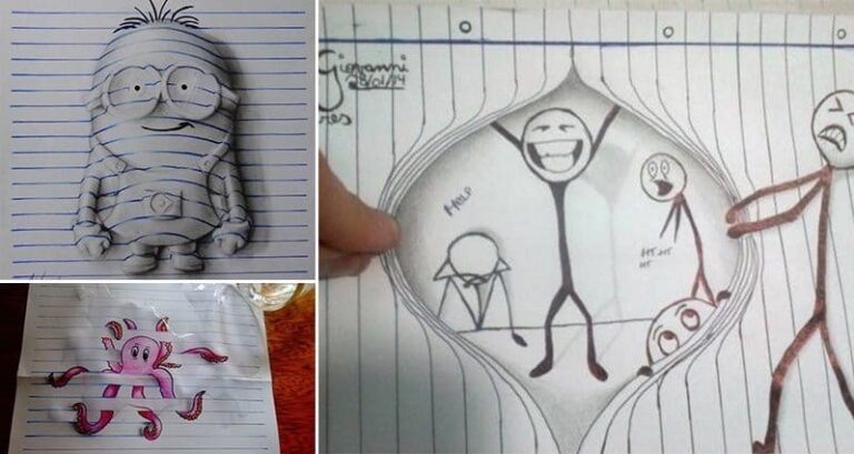 16-Year-Old Artist Draws Amazing 3D Optical Illusions In His Notebook