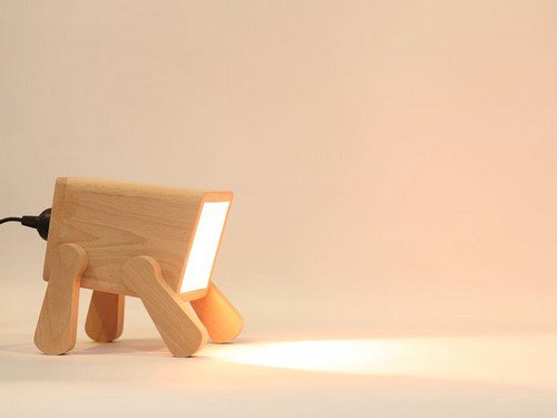 wooden headless dog lamp