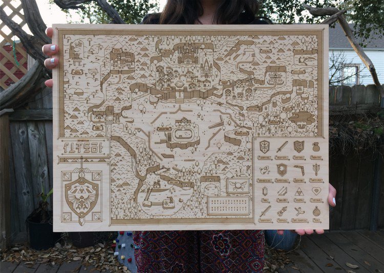 wooden hyrule map