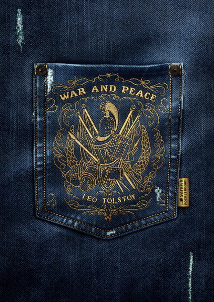 Classic Book Covers Embroidered On Jean Pockets By Saulo Filho