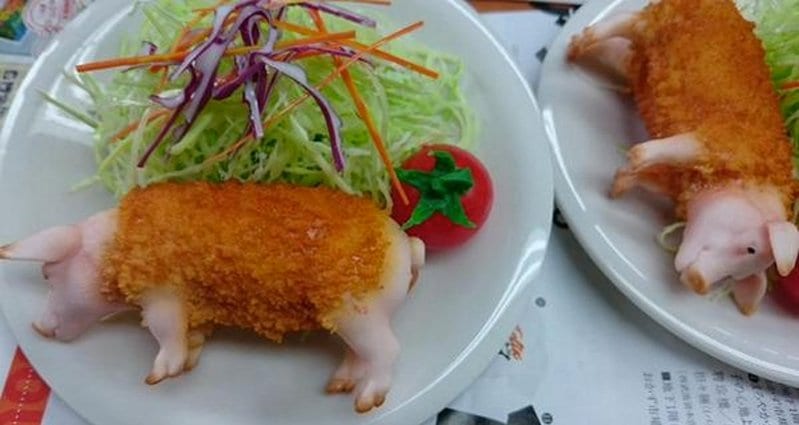 job japanese restaurant Creepy Taking Pig Looking Are Cutlets The These Shaped