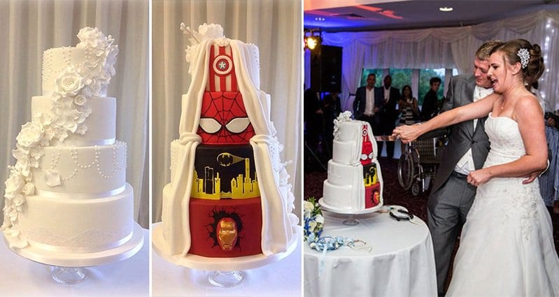 This Couple Couldn't Decide On A Quirky Or Traditional Wedding Cake So ...