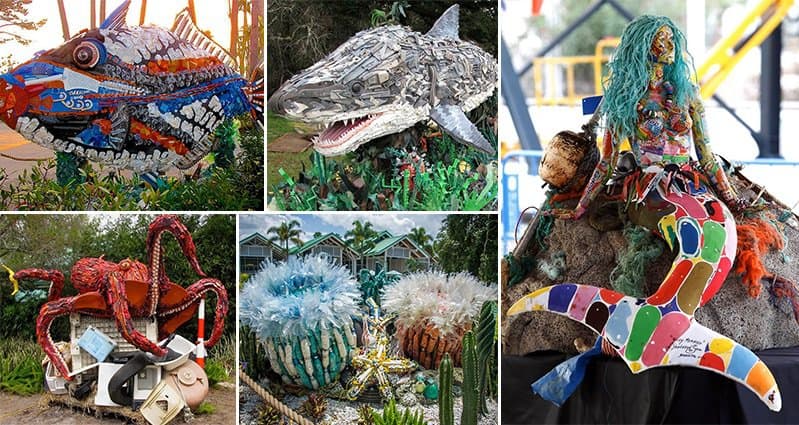 13 Awesome Giant Sculptures Made Entirely From Beach Waste