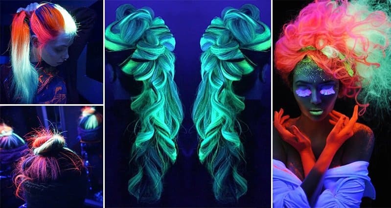 Rainbow Neon Glowing Hair 