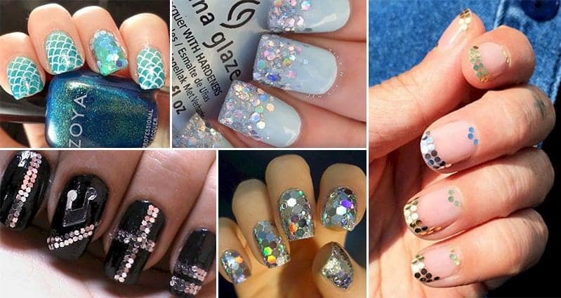 14 Eye Catching Sequin-Themed Nail Designs You Will Love