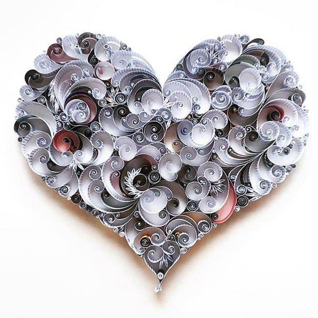 heart quilled paper