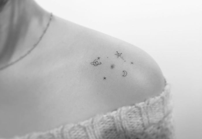 Moon and Star Orbit Water Resistant Temporary Tattoo Set Fake Body Art  Collection - Black - Walmart.com