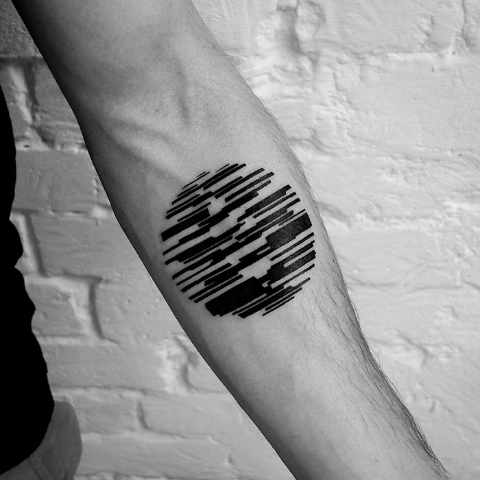 Tattoo tagged with black circle forearm geometric shape line art  little micro minimalist okanuckun small tiny  inkedappcom