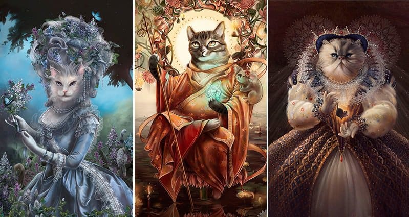 cats dressed as historical figures