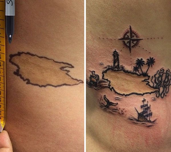 Tattoo fans disguise and celebrate their BIRTHMARKS with these brilliant  designs featuring the Cookie Monster and an intricate world map  The Sun