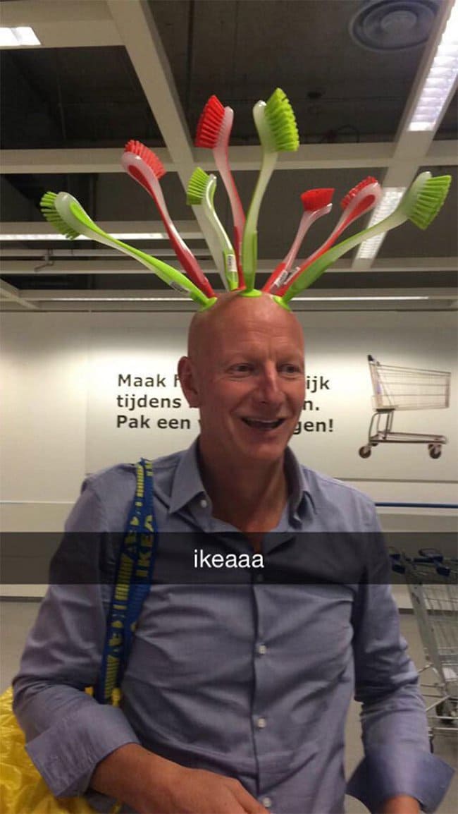 ikea toilet brushes stuck to mans head