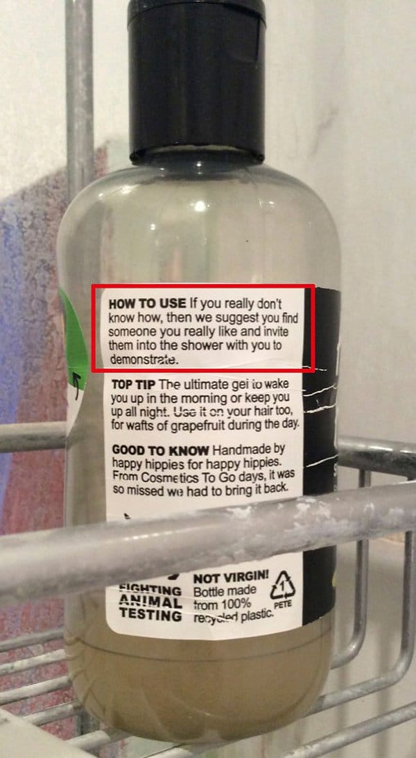 funny product instructions if you really dont know how shower gel