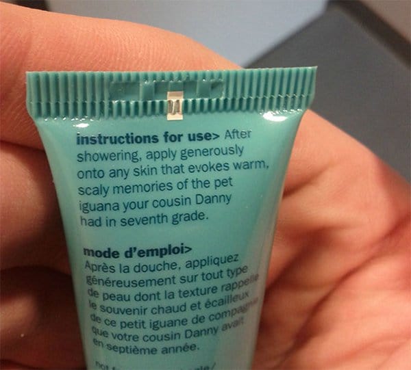 funny product instructions scaly memories lotion
