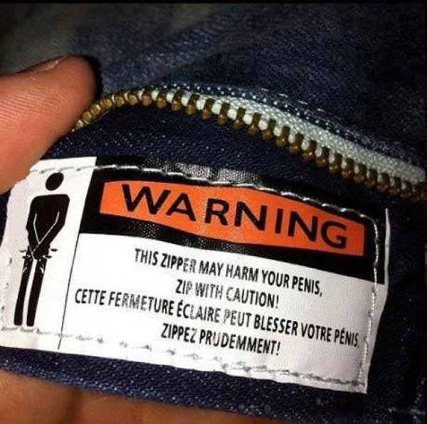 funny product instructions zip with caution