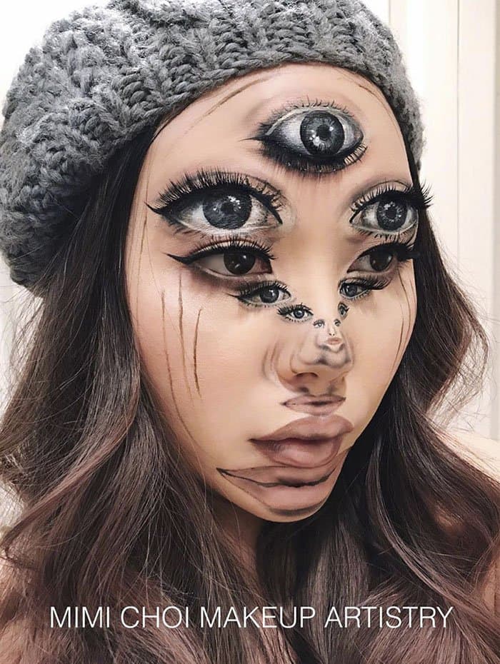 Optical Illusions With Makeup multiple eyes and mouth