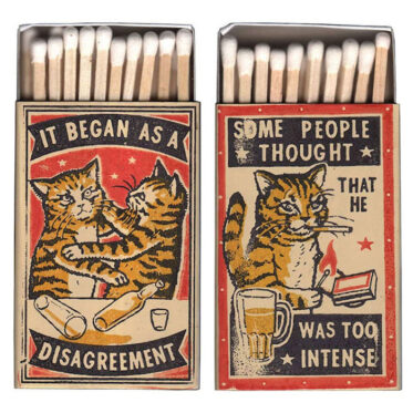 Hilarious Little Matchboxes Feature Drawings Of Cats Drinking At Bars