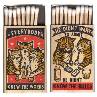Hilarious Little Matchboxes Feature Drawings Of Cats Drinking At Bars