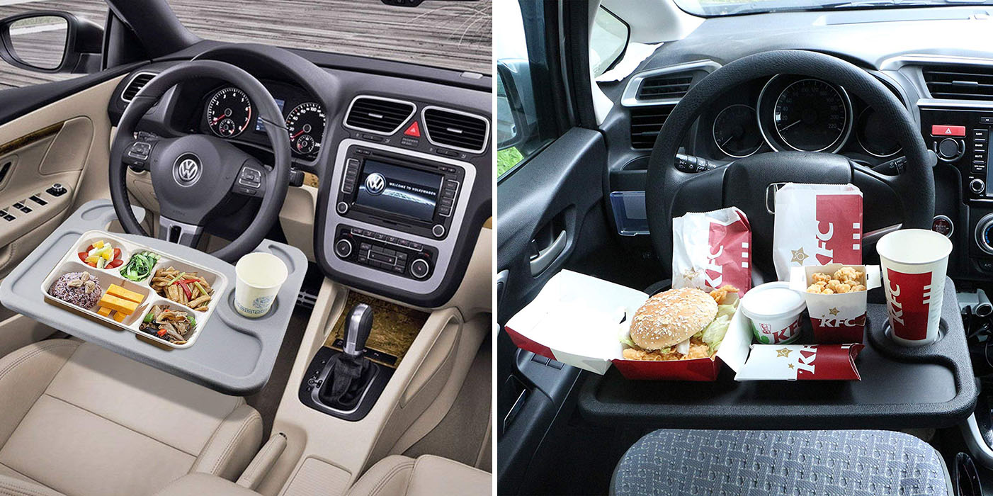 Smart Steering Wheel Tray Lets You Eat in the Comfort of Your Car