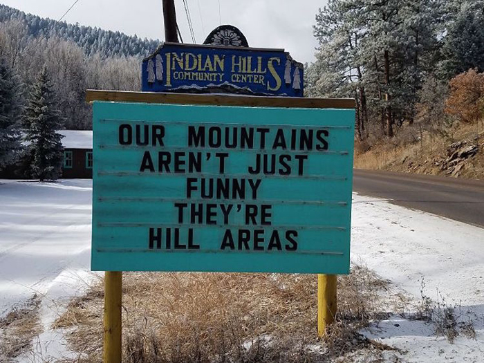 Indian Hills Community Center puts up 30 funny road signs using clever