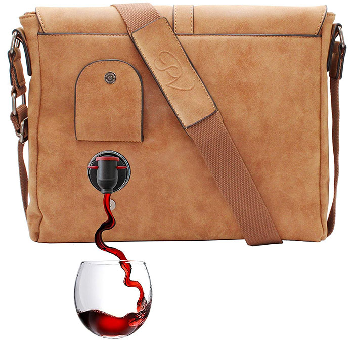 messenger wine dispensing bag