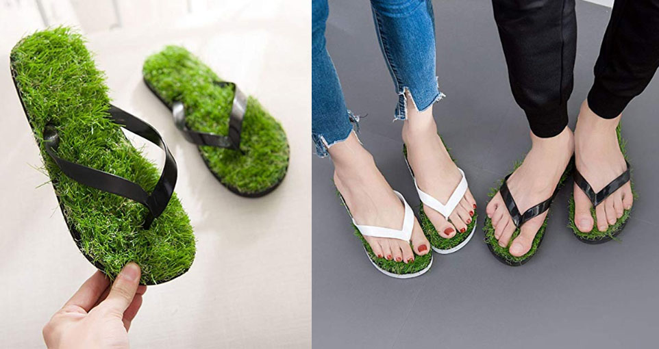 real grass flip flops