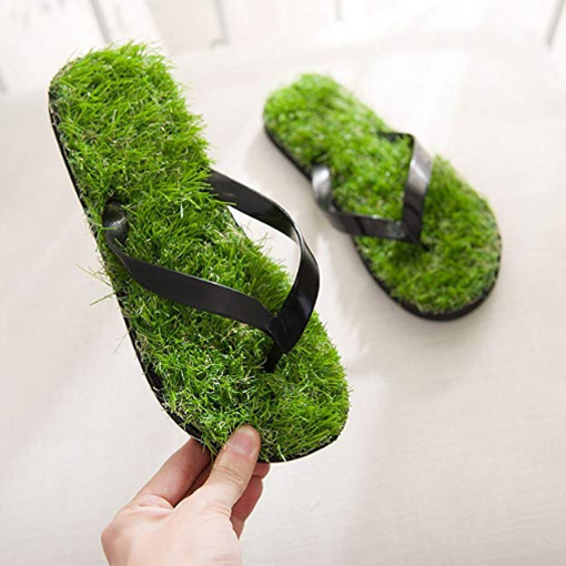 fake grass flip flops