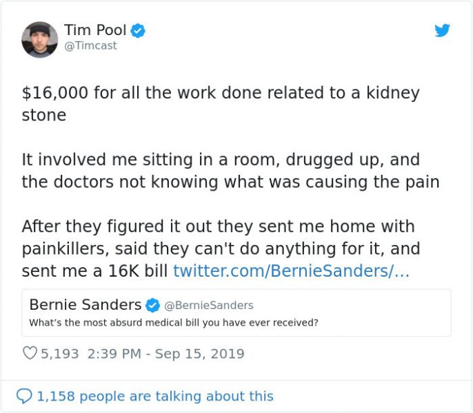 30 Bizarre Responses From Americans To Bernie Sander's Medical Bill Tweet