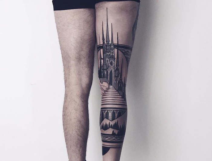heres my skinny legswith one badass tattoo done by Krysztof of gothic  tattooleicesterUK  rtattoos