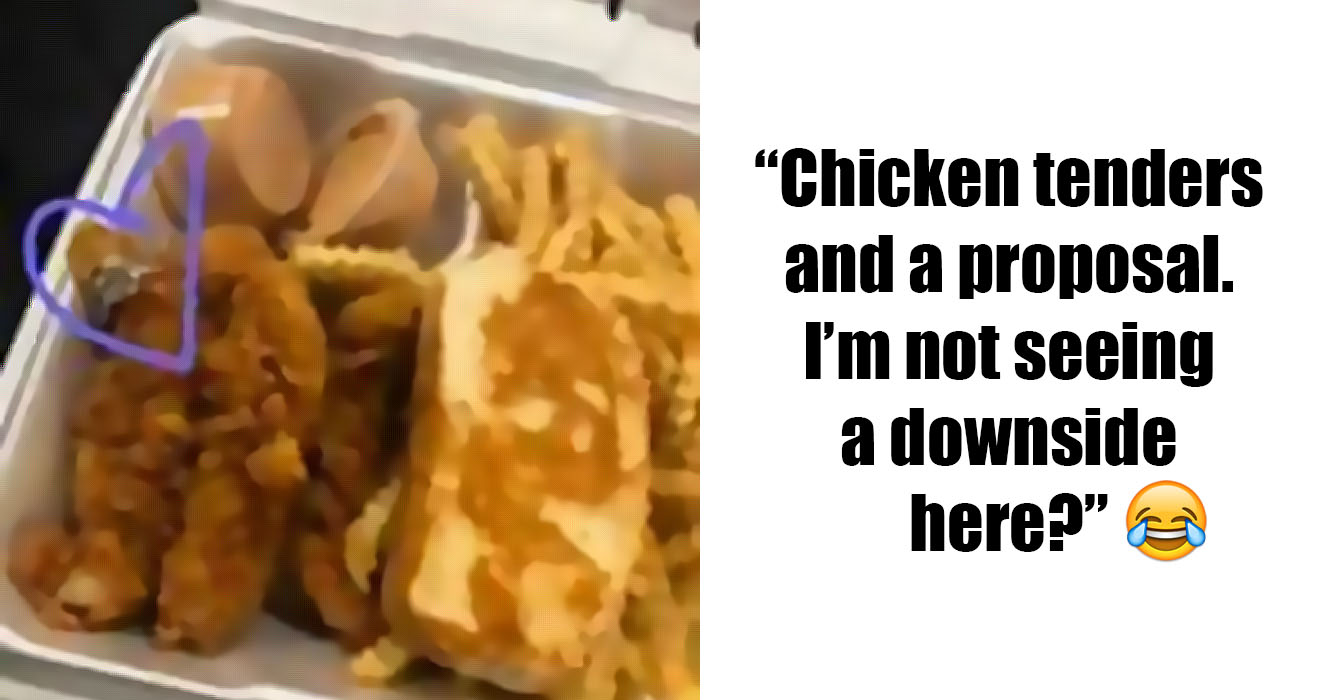 This Guy Proposes To Girlfriend With The Ring Squeezed On Chicken Tender