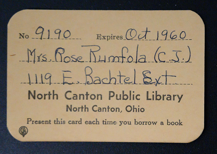 Rose Rumfola's North Canton Public Library Card