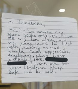 Elderly Woman Isolating Alone Asks Neighbors Via A Note For Some DVDs ...