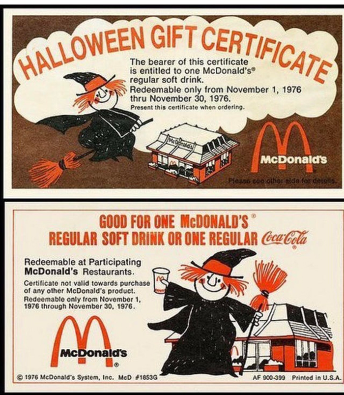 mcdonald's halloween gift certificates