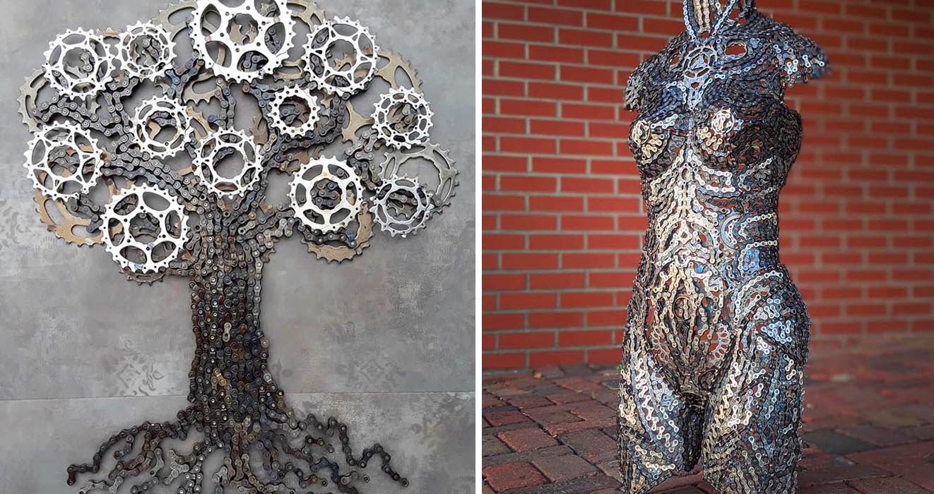 Artist Drew Evans Uses Old Bike Chains To Create His Spectacular Metal