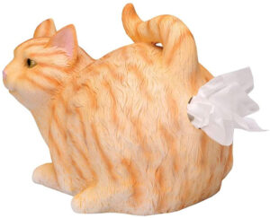 funny orange tabby cat tissue holder