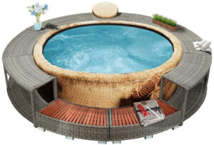 This Inflatable Hot Tub Surround Structure Keeps All Your Spa 