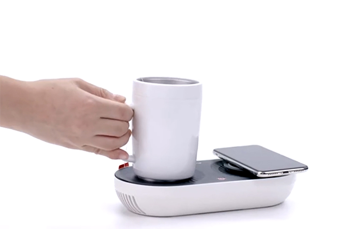 4-in-1 Wireless Charging Station with Cup Warmer + Ceramic Mug