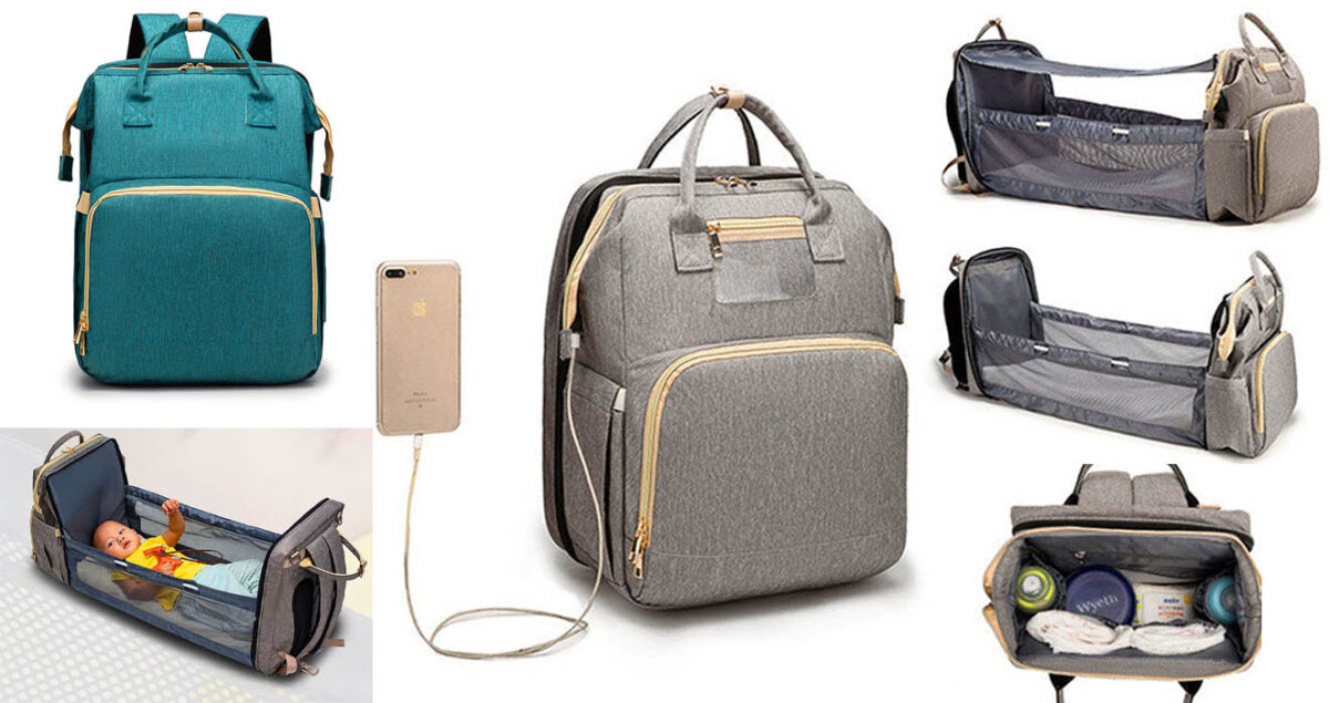 This Multifunctional Baby Bag Expands Into A Changing Station/Crib