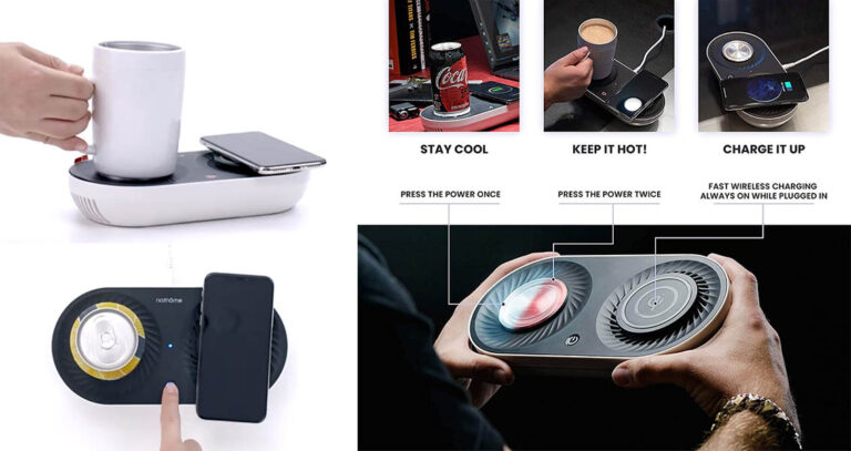 Heating/Cooling Beverage Base with Wireless Charging by Sharper Image @