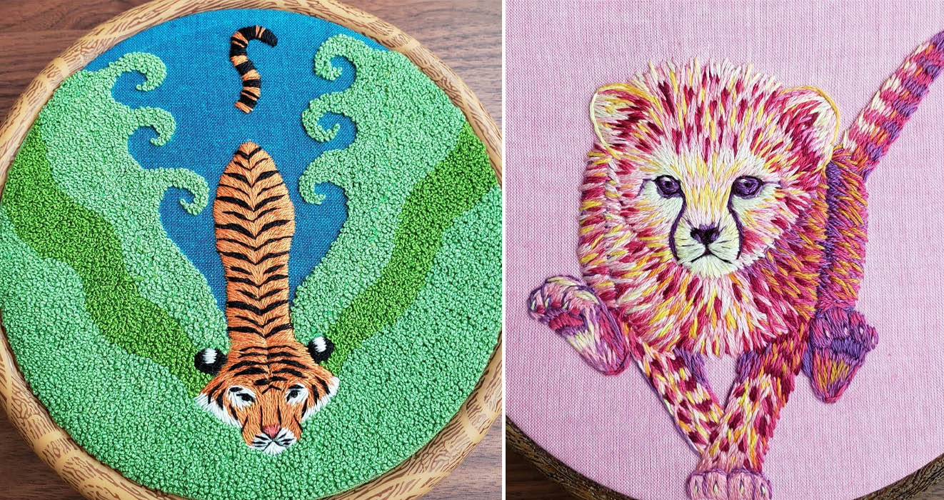 Artist Laura McGrarrity Creates Colorful Embroidery Of Animals